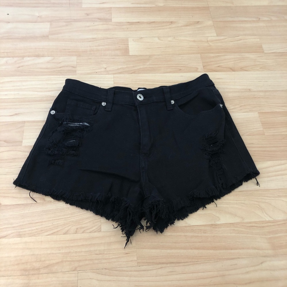 Bleu Jeans Black High Waisted Shorts Denim
